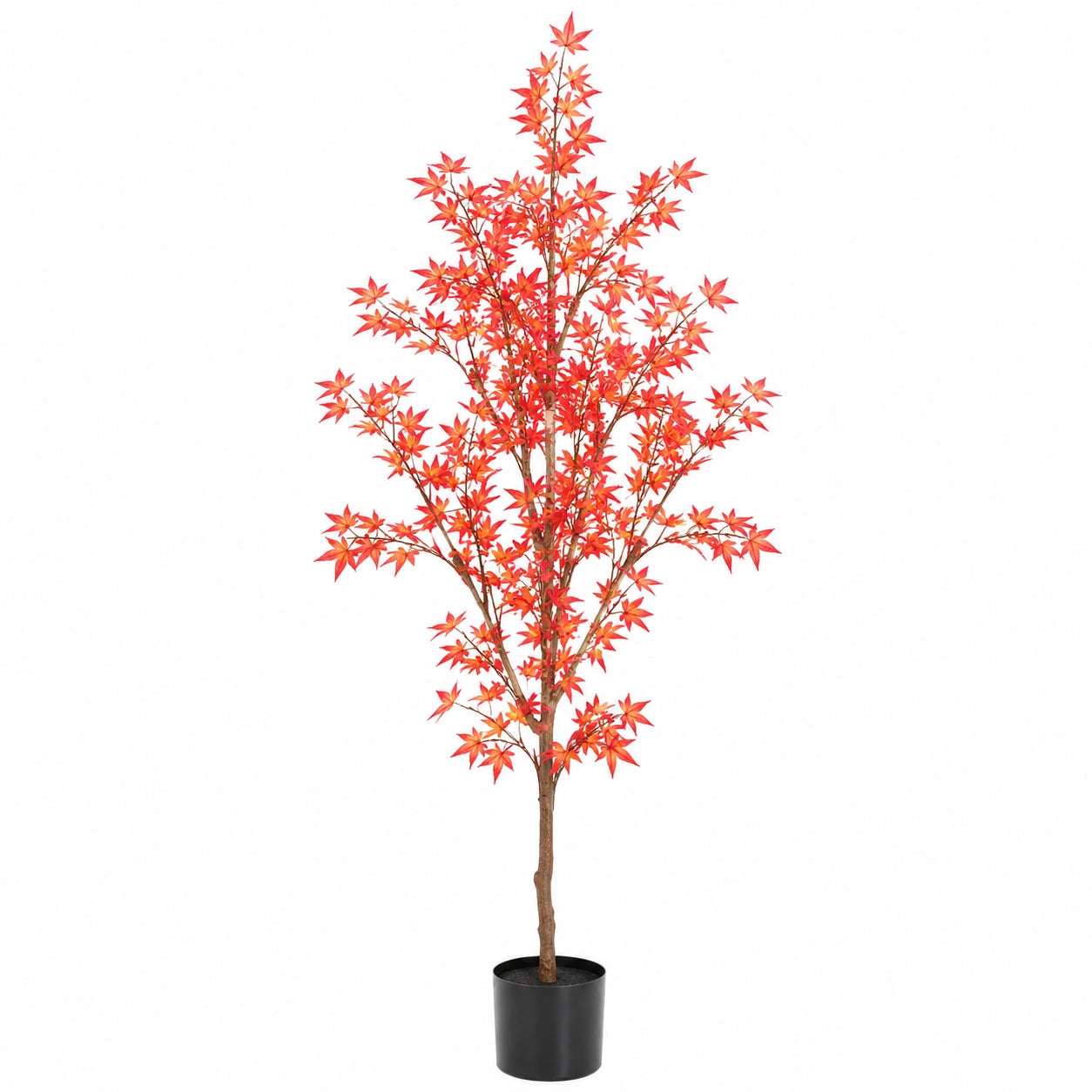 Albero artificiale 180 cm in plastica rosso con vaso decorativo da interno