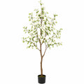 Albero artificiale fiorito 180 cm in plastica bianco verde con vaso - decorazione da interno