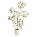 Albero artificiale fiorito 180 cm con vaso bianco per interni