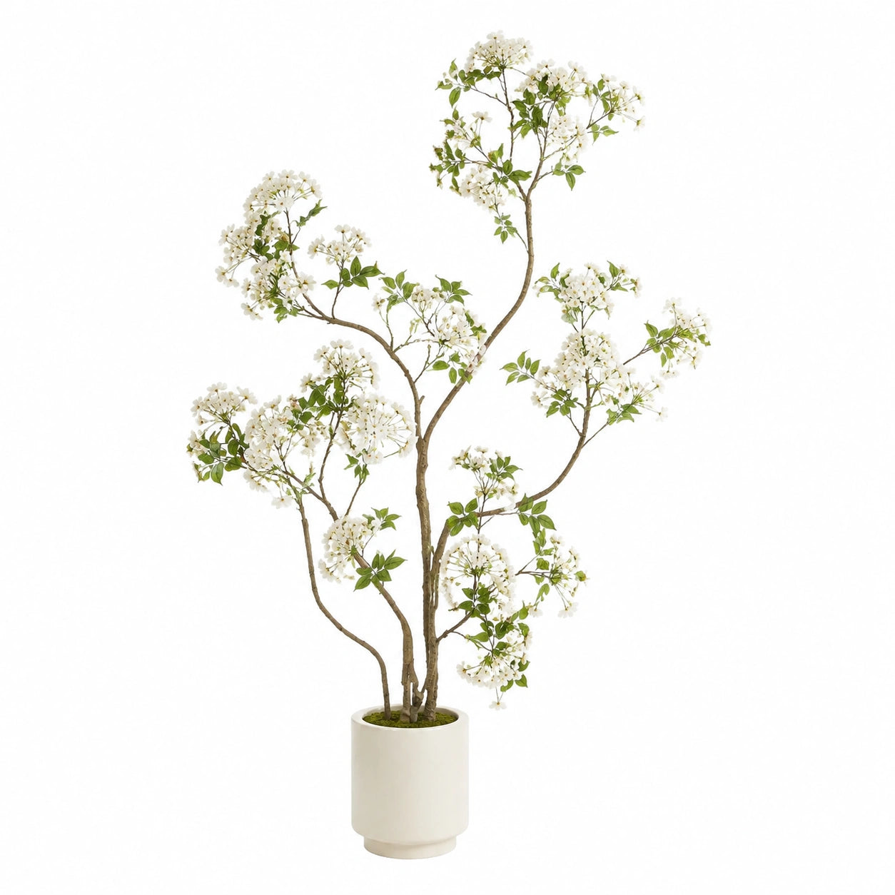 Albero artificiale fiorito 180 cm con vaso bianco per interni