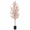 Albero artificiale fiorito 210 cm in legno e plastica rosa - decorazione da interno