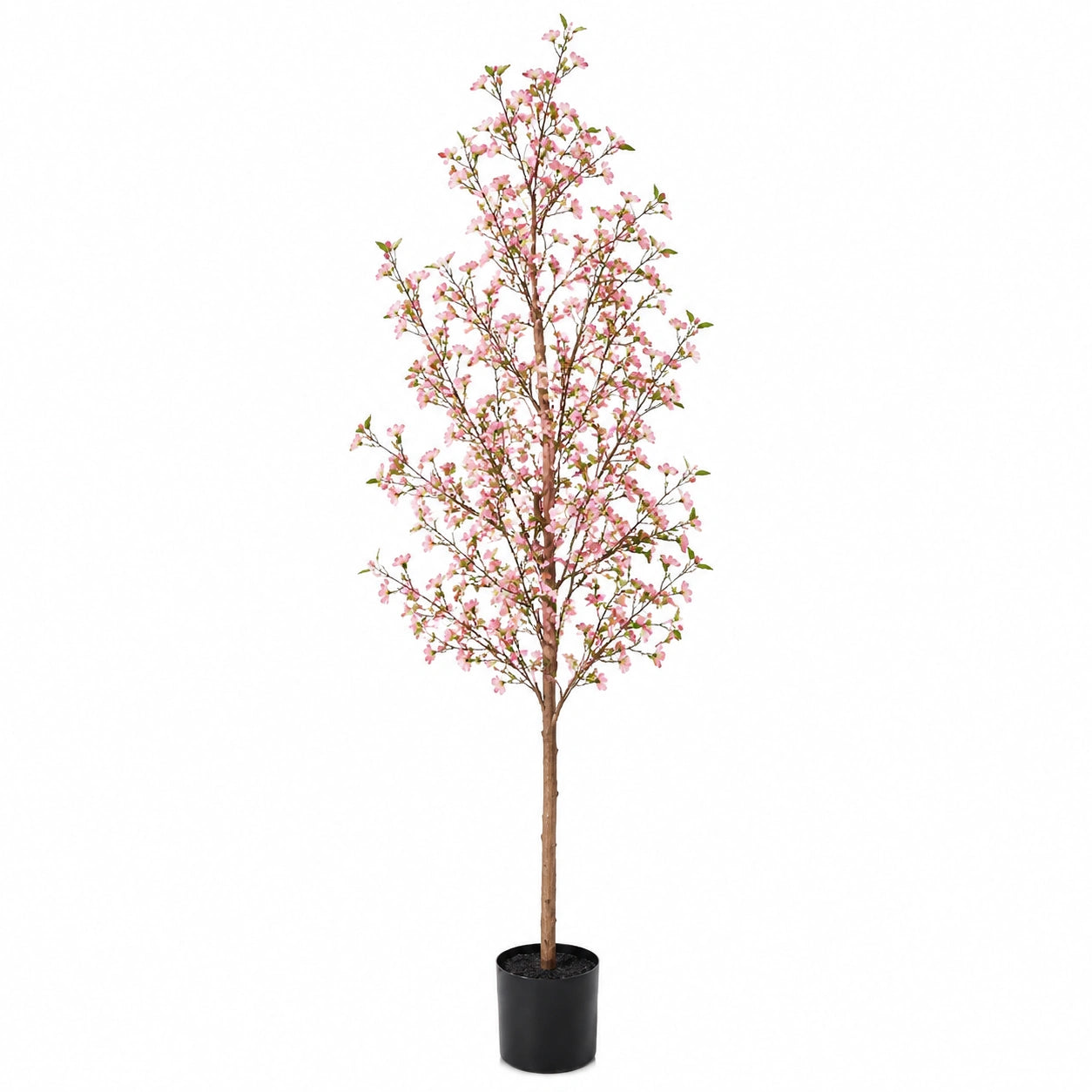 Albero artificiale fiorito 210 cm in legno e plastica rosa - decorazione da interno