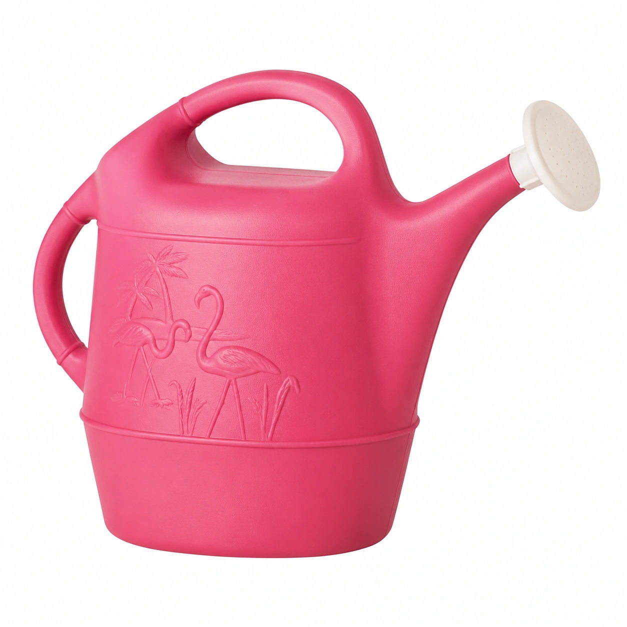 Annaffiatoio da giardino 5 L in plastica rosa con soffione e doppia impugnatura