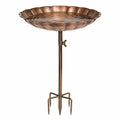 Bagno per uccelli da terra Ø45 cm in metallo bronzo - altezza regolabile per giardino