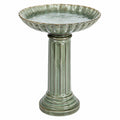 Bagnetto per uccelli diametro 40 cm altezza 61 cm in ceramica verde con piedistallo decorativo