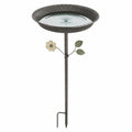 Bagno per uccelli da giardino Ø 38 cm in metallo grigio con palo decorativo