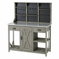 Banco da giardinaggio 120 x 61 x 183 cm in legno grigio con piano zincato e pannello portautensili