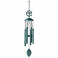 Campanella a vento 85 cm in metallo verde con tubi sonori e albero decorativo