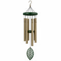 Campanella a vento 90 cm in metallo e legno verde oro con tubi sonori decorativi