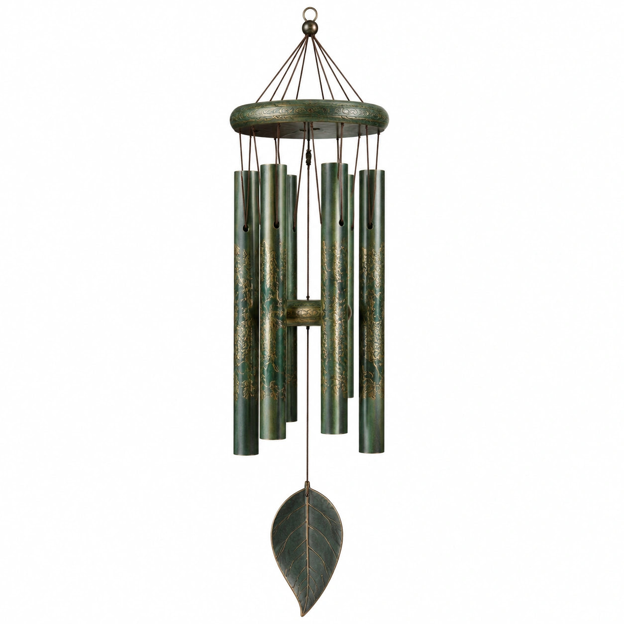 Campanello eolico 90 cm in metallo verde decorativo da esterno