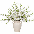 Pianta artificiale in vaso 100 cm con fiori bianchi e rami verdi - decorazione floreale da interno
