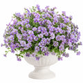 Pianta artificiale in vaso 45 cm fiori viola e foglie verdi decorativa