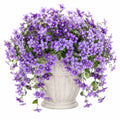 Pianta artificiale fiorita 75 cm in tessuto viola con vaso decorativo stile classico