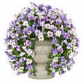 Pianta artificiale in vaso 85 cm con fiori viola e bianchi in tessuto e plastica - decorazione da interno