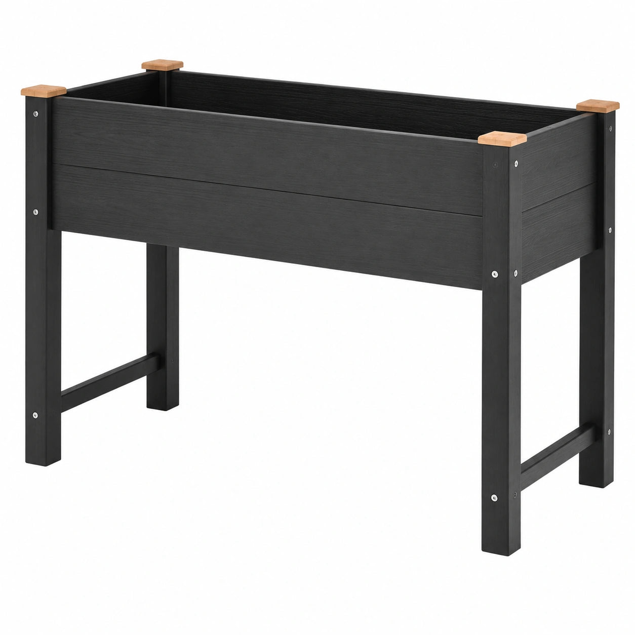 Fioriera rialzata 100 x 50 x 80 cm in legno nero per giardino