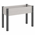 Fioriera rialzata 80 x 40 x 80 cm in composito grigio con struttura nera per esterni