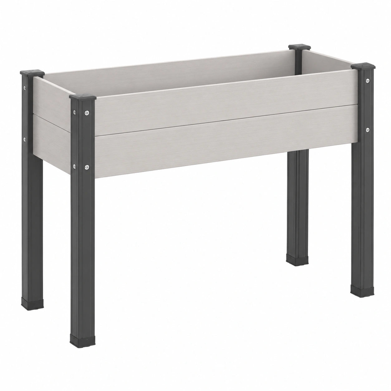 Fioriera rialzata 80 x 40 x 80 cm in composito grigio con struttura nera per esterni